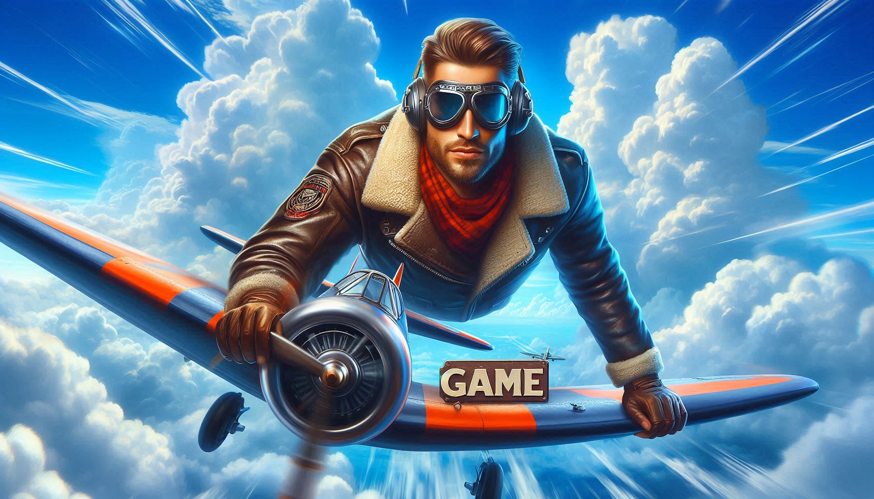 Bold aviator game poster featuring dramatic aerial combat